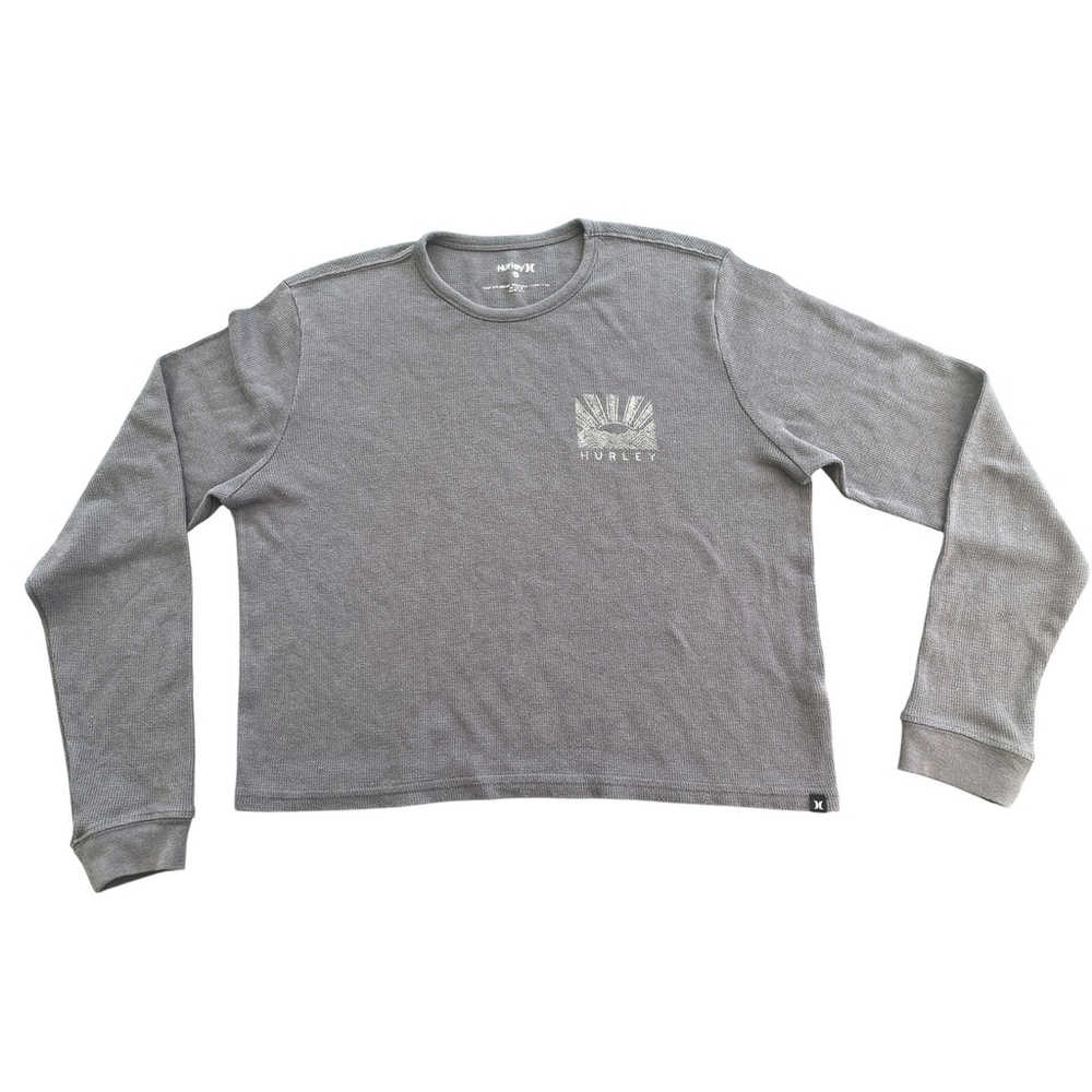 Hurley Desert Weaver Long Sleeve Waffle Knit Top Size Medium Y2K Inspired Skater